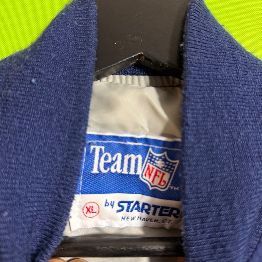 90s Vintage Dallas Cowboys Starter Jacket Navy Blue NFL Bomber Snap Front XL - Picture 3 of 5